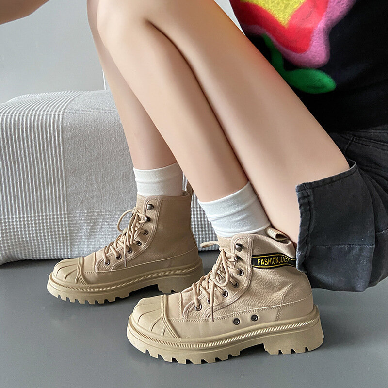Women Boots Canvas Shoes Uppers Wear-resistant Soles Breathable Trend Ladies Casual Sneakers Outdoor Boots New Woman Boots