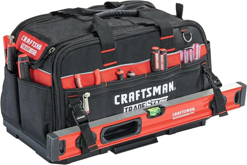 LosFTSMAN-Sac à outils TRADESTACK, 22.5 pouces, en polyester durable, noir et rouge (CMST21450)