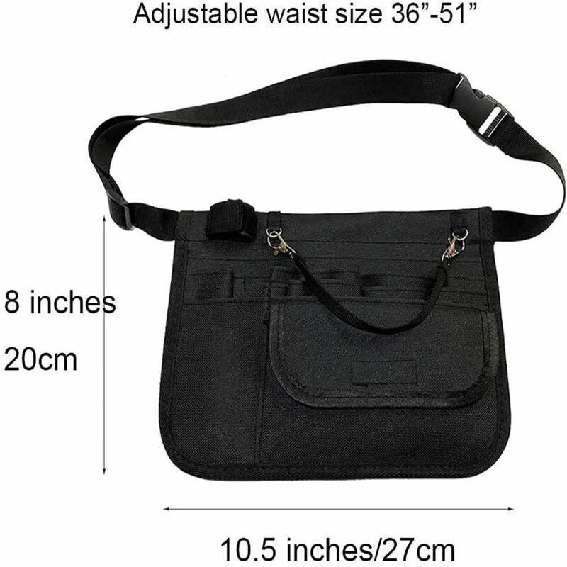 Bolsa de herramientas de cintura Oxford portátil resistente a la suciedad, múltiples bolsillos negros, bolsa de sellado de cintura al aire libre