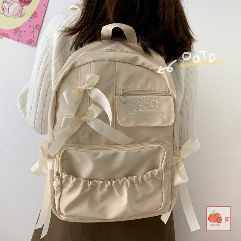 Schöne Bowknot All-Match-Rucksack für Frauen lässig japanischen Stil Lolita Reiß verschluss weichen Griff Schul rucksack für Studenten