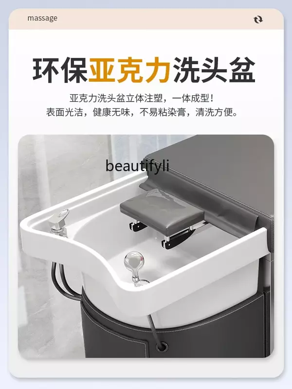Head Therapy Water Circulation with Pedicure Shampoo Chair Barber Shop Lying Completely with Constant Temperature Water Heater