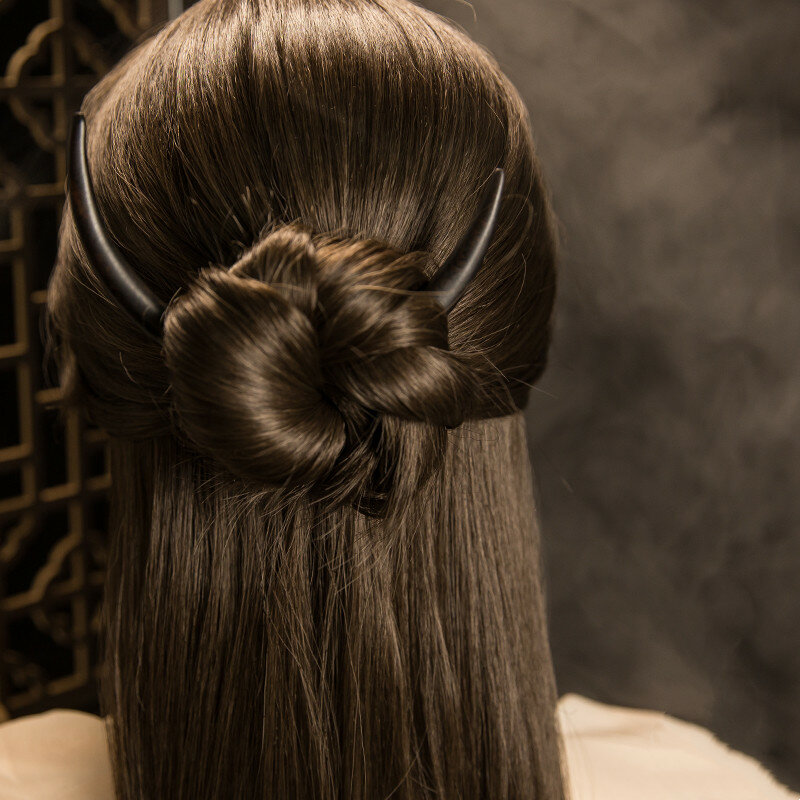 Horquilla de pelo de luna creciente para mujer, palos de madera tallados a mano de Ramadán, peine de pelo largo, accesorios de peinado de moda