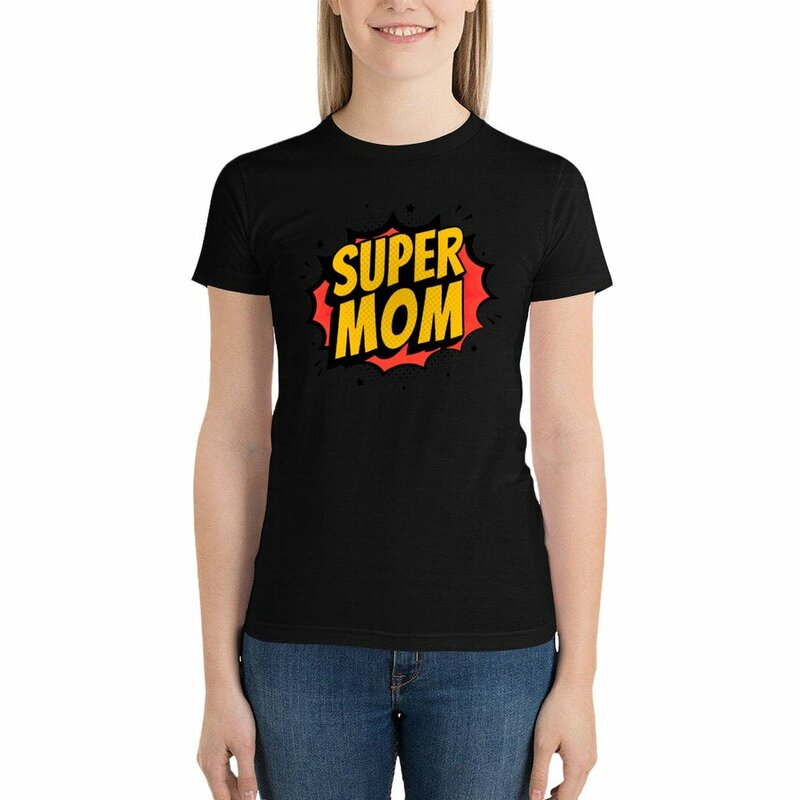 Camiseta de Super mamá para mujer, ropa estética, bonitos tops, blusas de verano 2024
