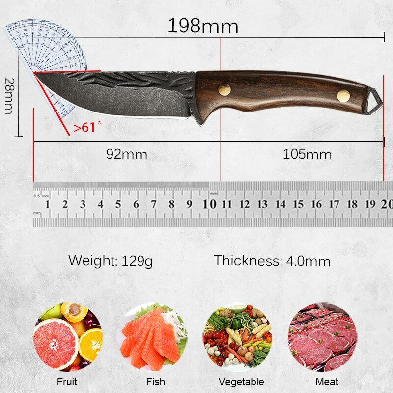 Làm bằng tay giả mạo thép không gỉ nhà bếp đầu bếp boning dao câu cá Dao thịt Cleaver butcher Dao thịt Cleaver nấu ăn dao