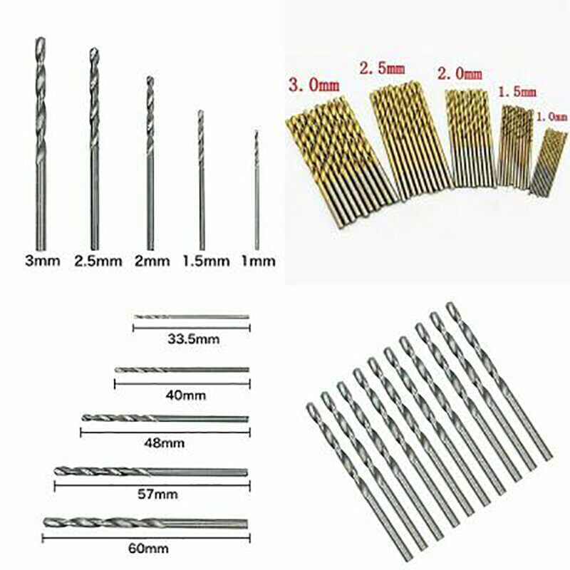 50PCS High Speed Steel Twist HSS Drill Set 1-3mm Stainless Steel Tool Metal Reamer Tools For Wood/Metal Hole Cutter Power Tools