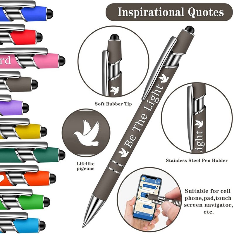 Stylet tactile Snarky Screen, stylos à bille, citations inspirantes, bureau, B, 10 pièces
