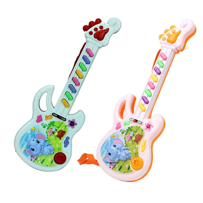 Juguete educativo Musical para niños, portátil, elefante de dibujos animados, teclado de guitarra, juguetes de desarrollo, Color aleatorio