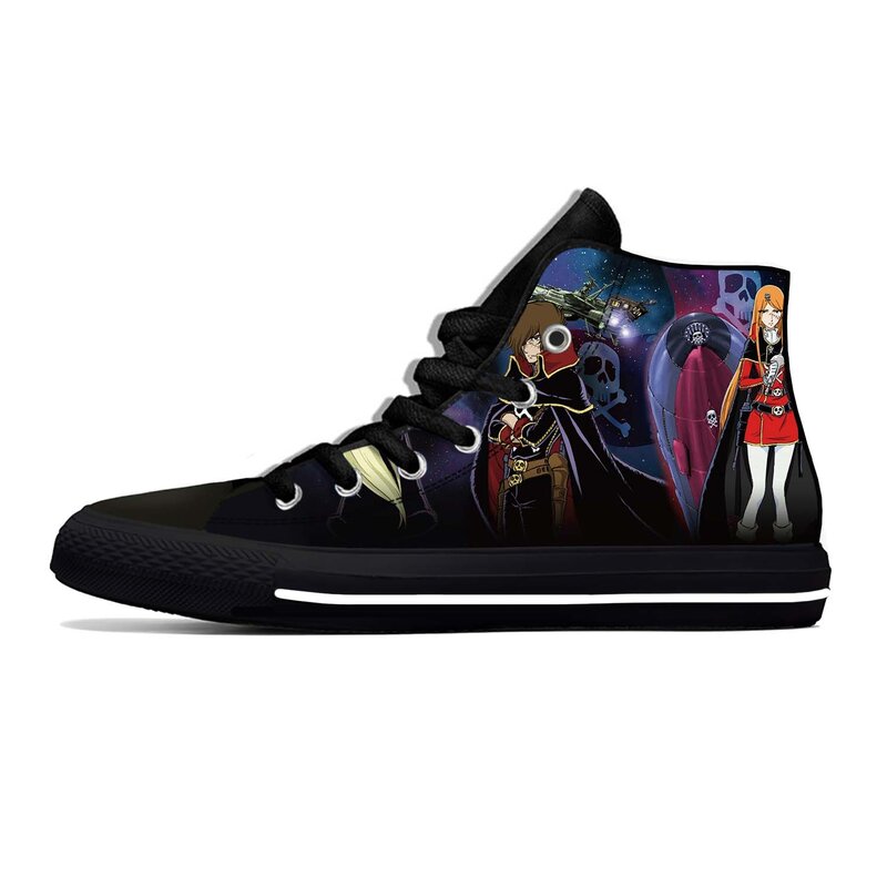 Zapatillas de tela informales para hombre y mujer, zapatos ligeros y transpirables con estampado 3D de dibujos animados de Anime, Manga, Pirata espacial, Capitán Harlock