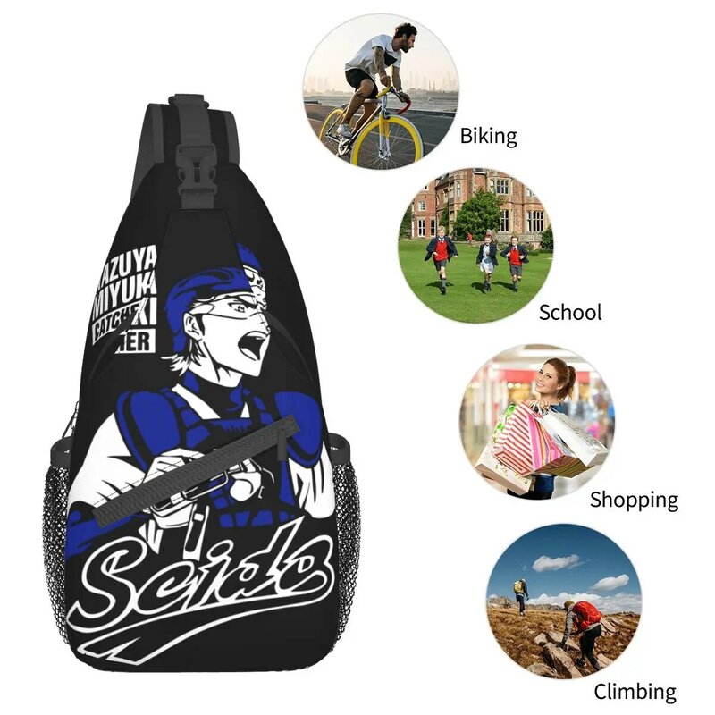 Kazuya Miyuki torba typu Crossbody Sling Bag torba na klatkę piersiowa diament No as Anime Baseball Sports plecak na ramię Daypack plecak turystyczny