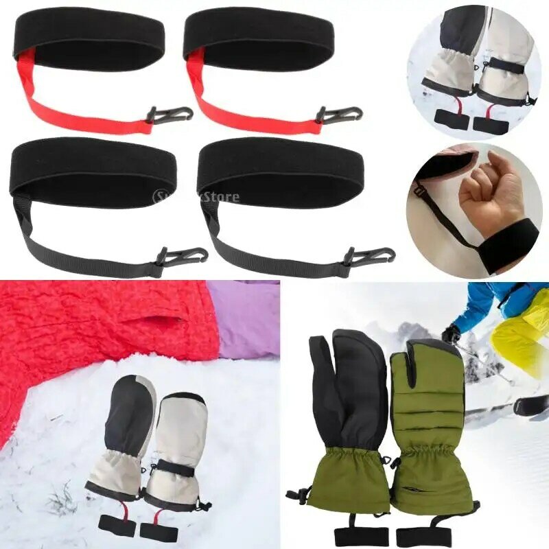 Elastic Ski Glove Wrist Strap, porta-luvas, trela para snowboard, montanhismo, esportes ao ar livre, 2x