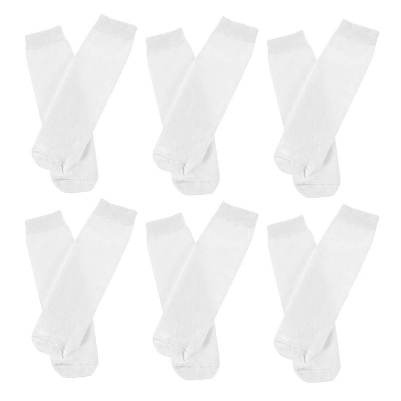 Chaussettes blanches à sublimation, lot de 6 paires, blanches, blanches, en coton, impression recto-verso