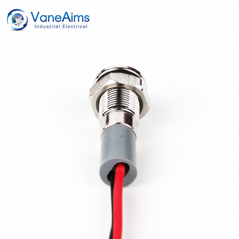 VaneAims 금속 LED 표시등 패널 장착 소형 신호 램프, 빨간색, 파란색, 노란색, 녹색, 흰색, 6mm, 220V, 24V, 12V, 6V, 3V