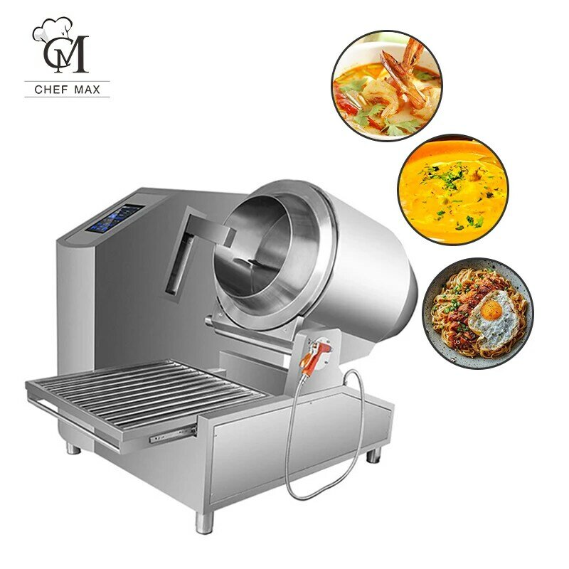 Chefmax-Commercial Intelligent Stir Fry Machine, Máquina Automática de Cozinhar Alimentos Chips Pão, 30000W