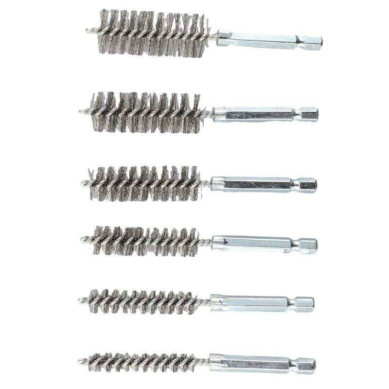 Drilling Brushes Cleaning Brush Tools & Workshop Equipment Stainless Steel 12mm 15mm 6 Pieces Cleaning Brushes
