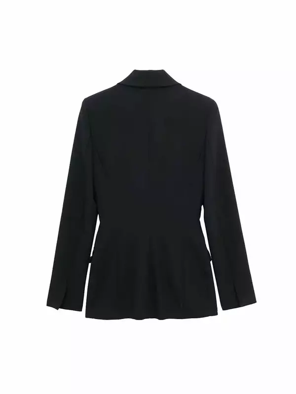 Blazer feminino de peito único, blazer fino, casaco vintage com bolsos, manga comprida, casacos femininos, chique e elegante, textura cetim, novo