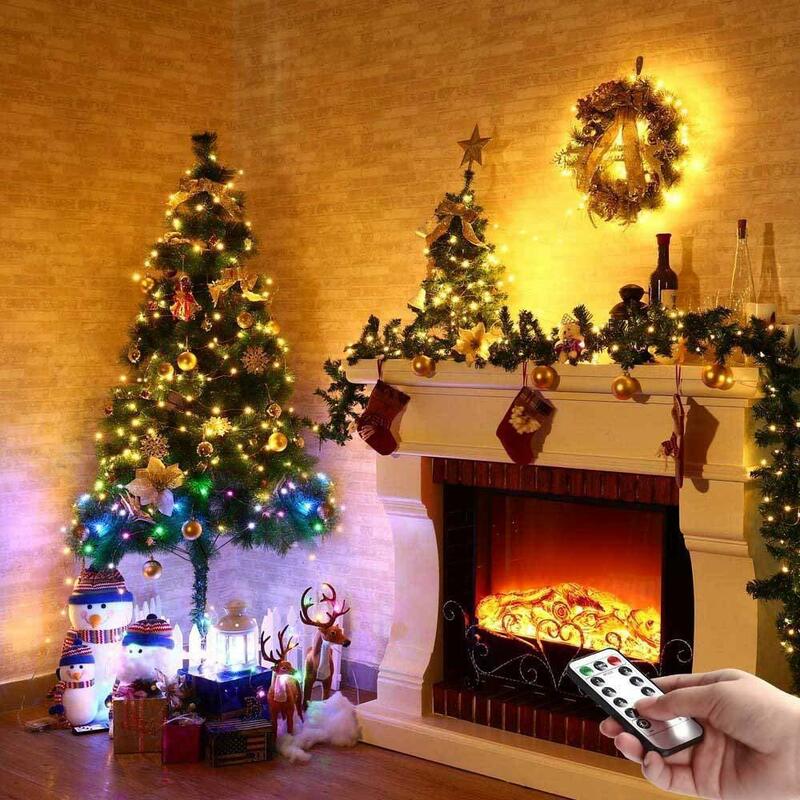 防水銅線LEDストリングライト,USB電源,リモコン,クリスマスパーティー,庭,通り,装飾,DIY, 5m, 10m