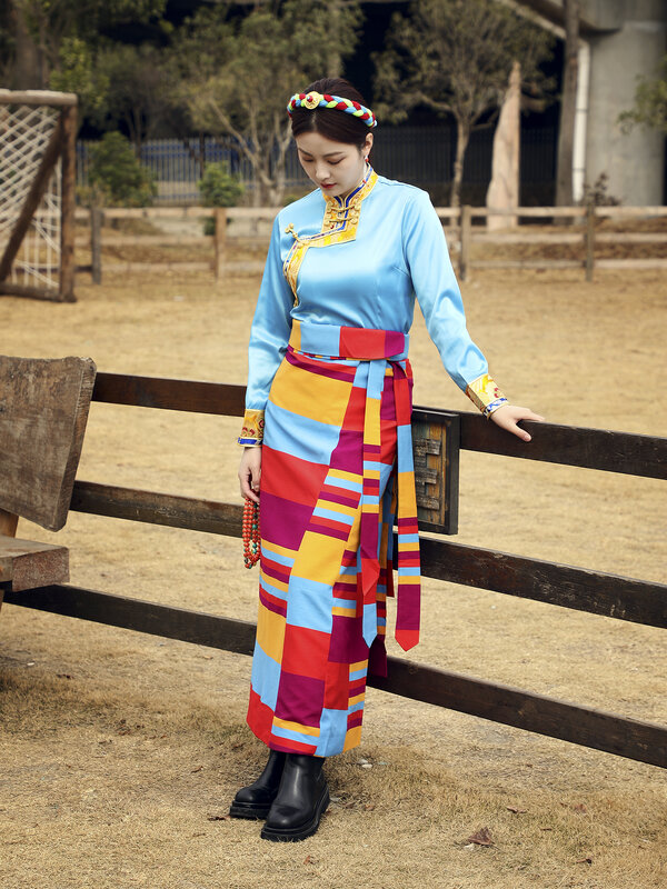 Ropa tibetana para mujer, falda de primavera y verano, camisa de Bata para Sesión de viaje