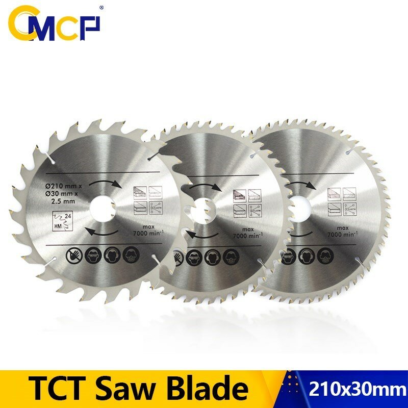 CMCP 210x30mm Circular Saw Blade 24T 48T 60T 80T TCT Saw Blade Carbide Tipped Wood Cutting Disc For Power Tools