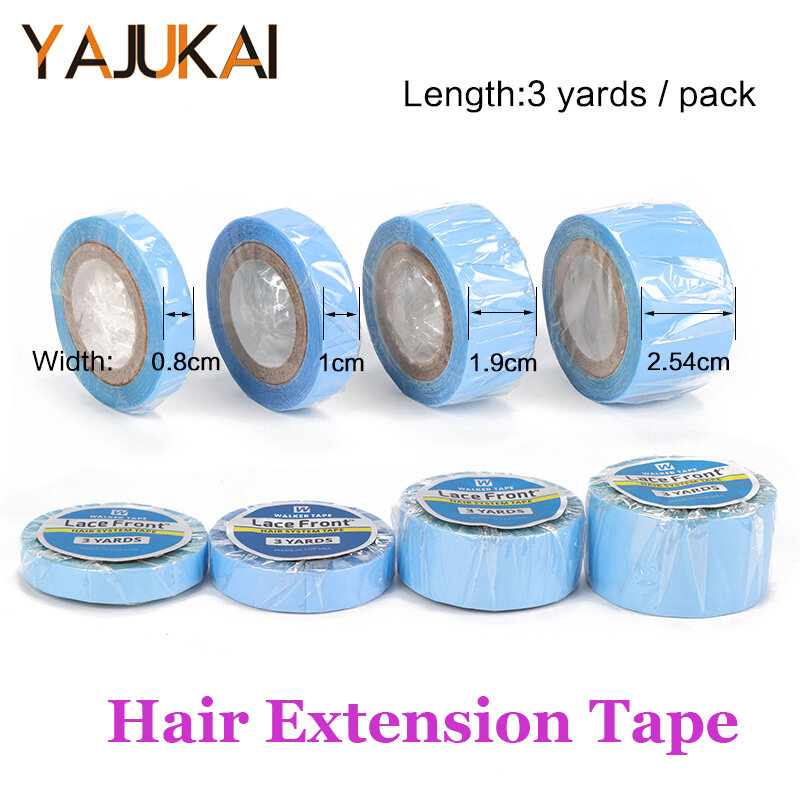 SystemsTape rambut renda depan biru pita Wig sisi ganda untuk ekstensi rambut lebar 0.8-2.54Cm pita perekat alat penata Wig