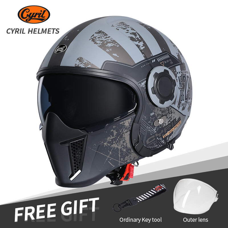 2024 Retro Motorcycle Helmet Four Seasons Double Visor 3/4 Open Face Removable Safety Light Weight Certified Moto Helmet Casco