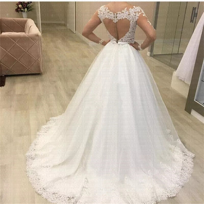 Charming Lace Appliques heart-shaped A-line Sashes Wedding Dresses For Women 2024 Court Train Bridal Gowns Vestidos De Novia