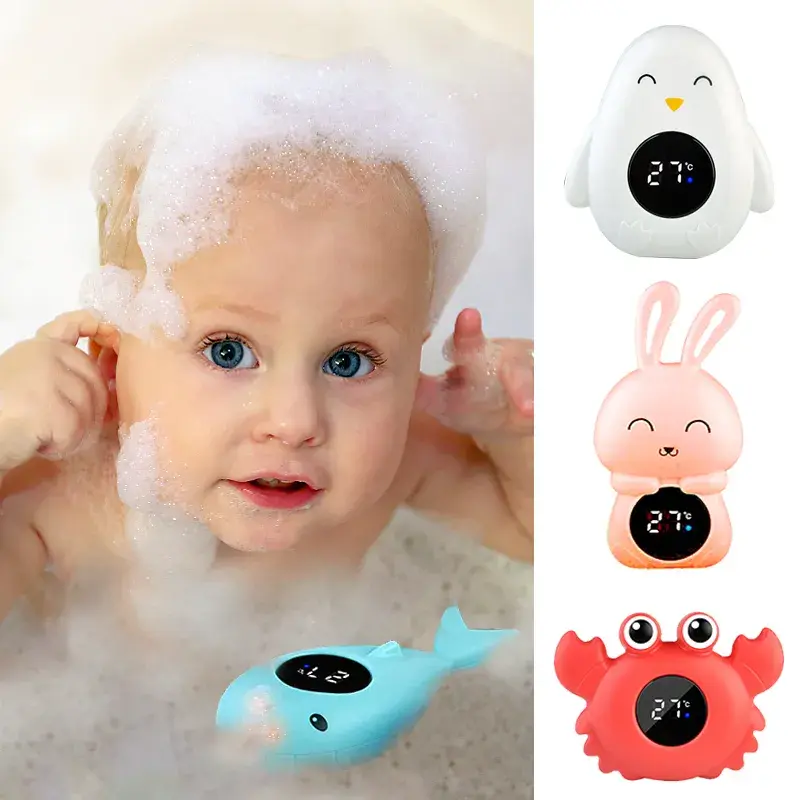 Pengukur suhu mandi bayi, pengukur temperatur mandi bayi Digital mengapung, tampilan LED, penguji keamanan kartun