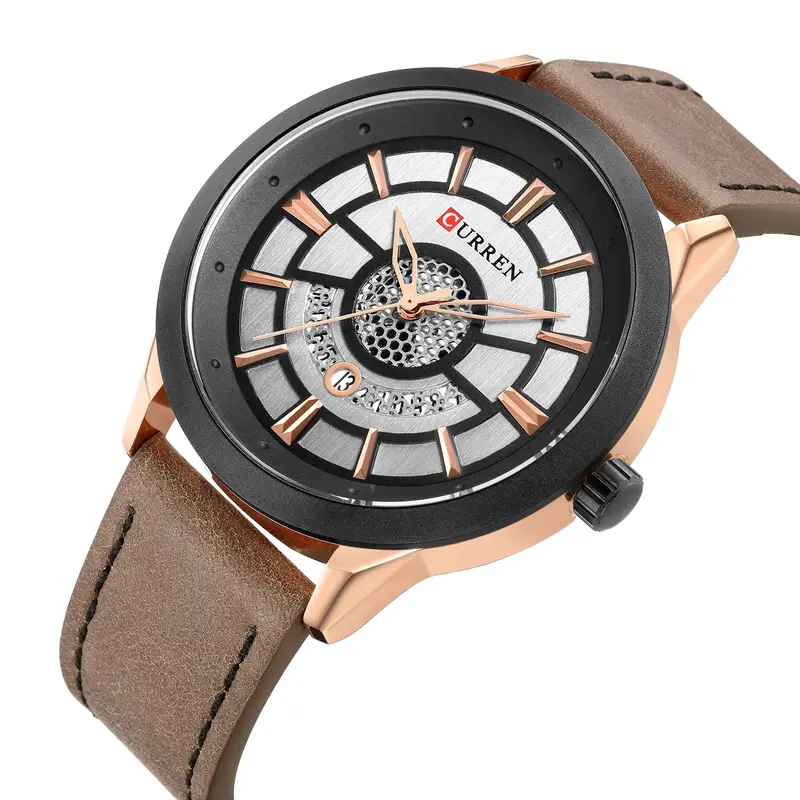 Curren-relógio impermeável masculino, quartzo, com calendário, moda, 8330