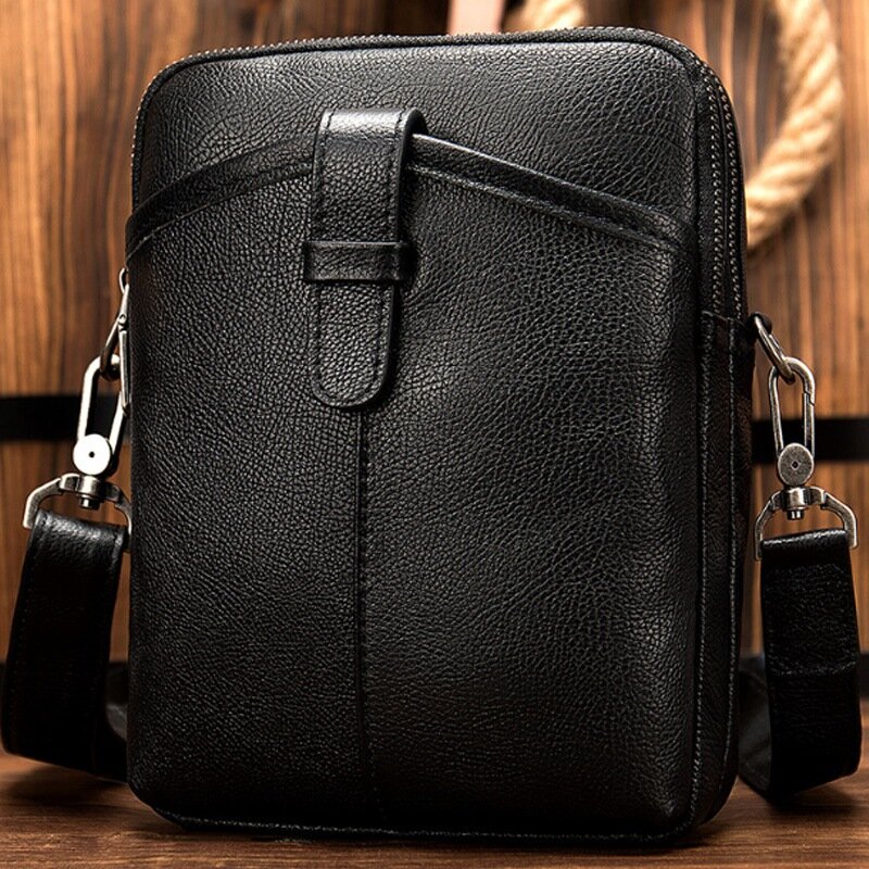 New Leather Men's Shoulder Bag Multi-Function Small Bag Top Layer Leather Business Bag Diagonal Men's Bag