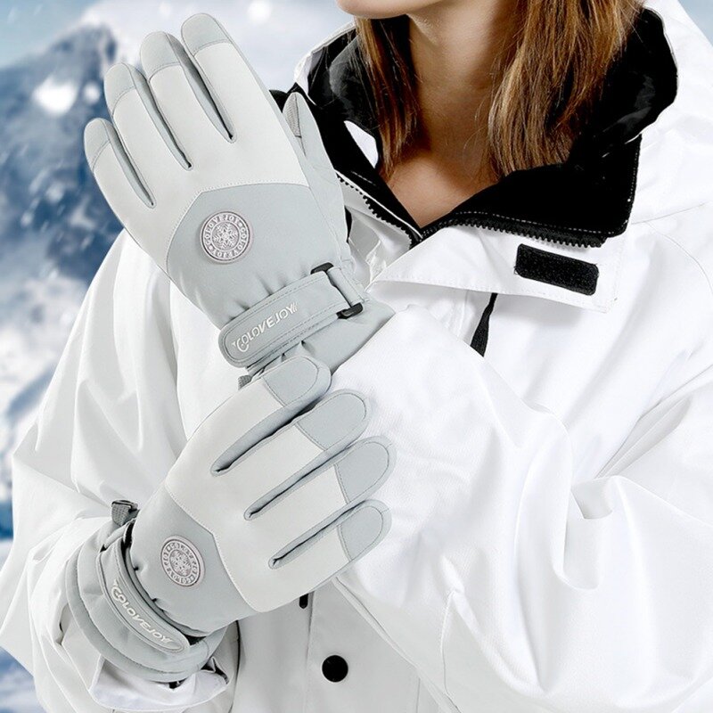 ถุงมือเล่นสกีหน้าจอสัมผัสสวมใส่สโนว์บอร์ด Snowmobile ผู้ชายผู้หญิงขี่จักรยานเล่นสกีฤดูหนาว Warm Windproof ถุงมือกันน้ำ