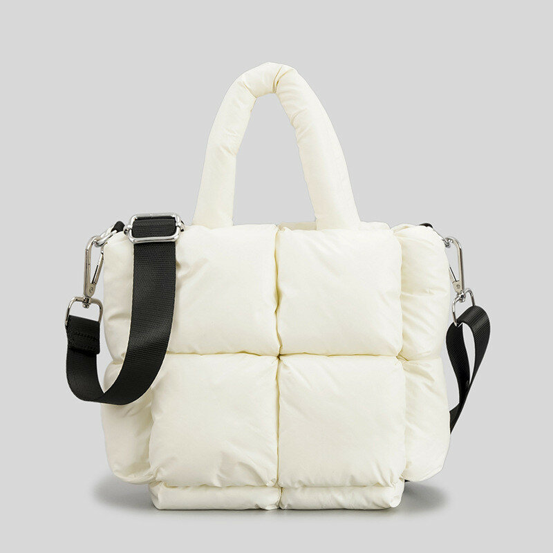 Vento Marea Space Padded Women Shoulder Bags For Winter 2023 Large Capacity Black Handbags Designer Nylon Cotton Warm Tote Solid