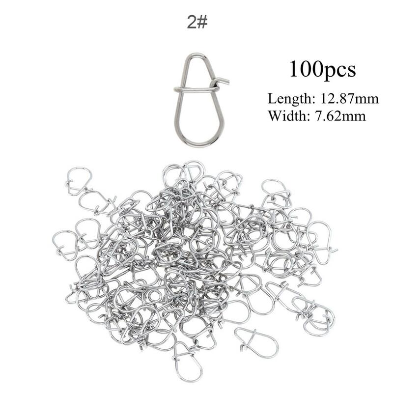 100pcs Size1# 2# 3# optional Fishing Snaps Clip Lock Swivels Strong Stainless Steel Quick Change Lure Snap Fishing Clips Swivels