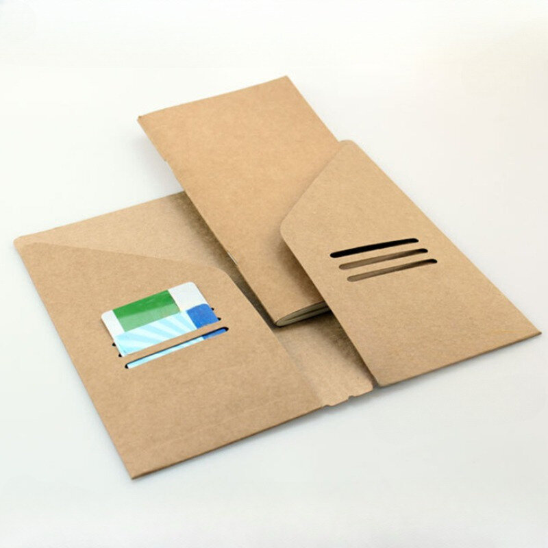 2 pezzi di quaderni portatili per libri di pianificazione della copia, copertina in carta Kraft, con custodia per ricevute di carte