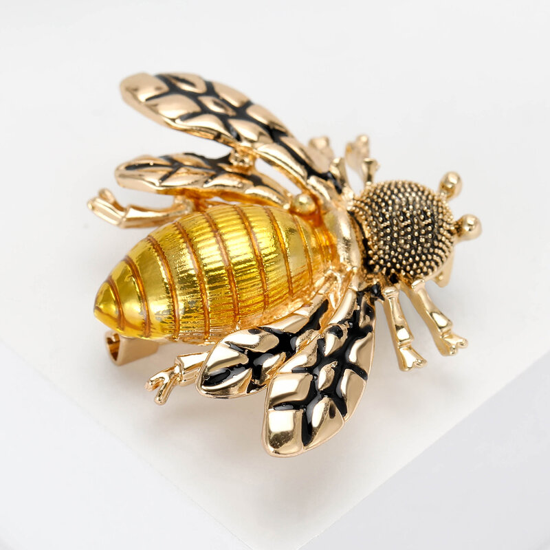 Bros lebah Enamel Vintage untuk wanita uniseks pin serangga kasual hadiah Aksesori pesta