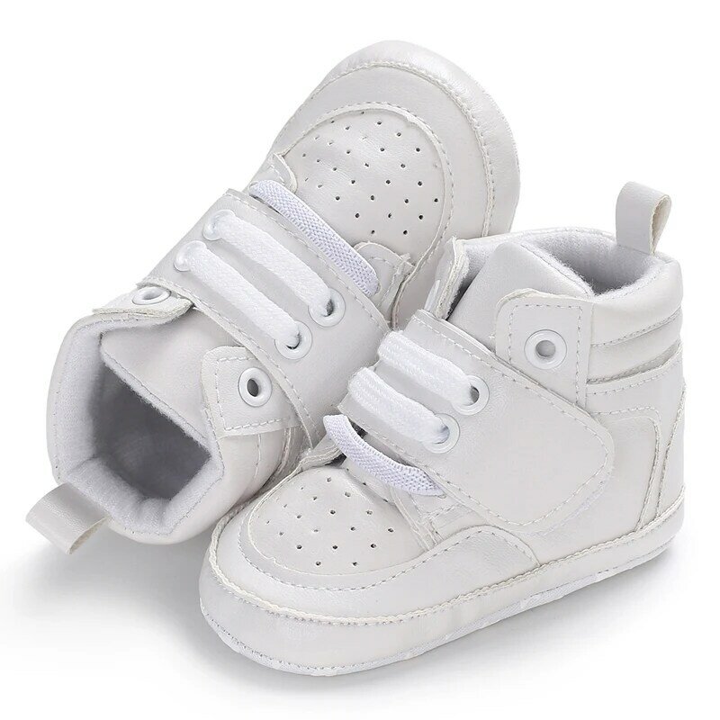 Pasgeboren Baby Schoenen Jongen Meisje Klassieke Sport Zachte Zool Pu Lederen Multi-Color Eerste Wandelaar Casual Sneakers Witte Doopschoenen