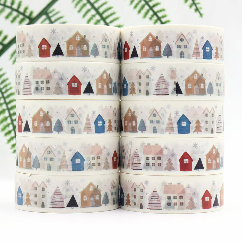 NEW 10PC 15mm x 10m Cozy Winter House  Snow Tape Scrapbooking Paper Masking Adhesive Washi Tapes stickers stationary supplies