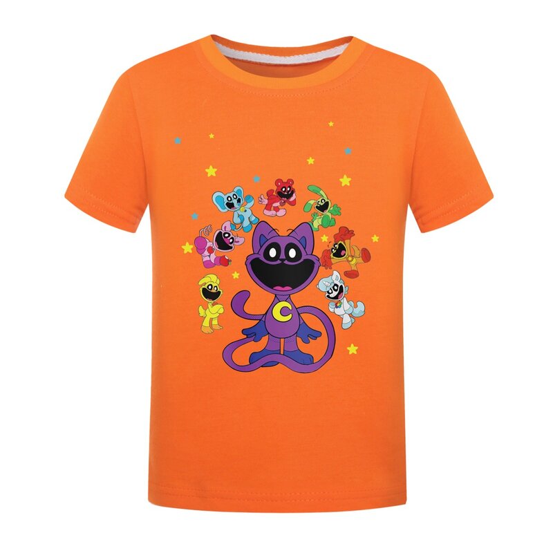 Smiling Critters Catnap Boy Girl Tops Short Sleeve Tops Children T-Shirts Game Tee Shirt Kid Cartoons Kawaii Casual Clothes