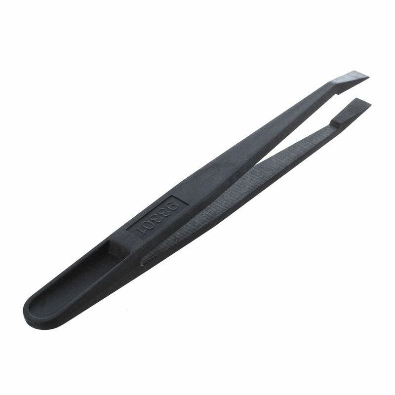 Pinzas antiestáticas de punta plana de plástico negro, herramienta Manual
