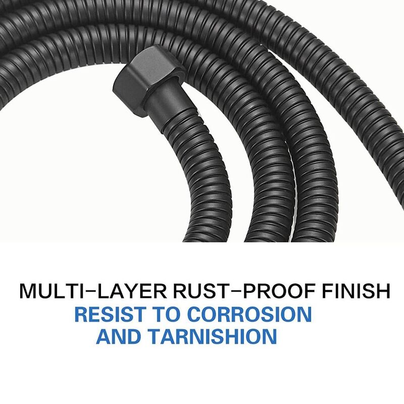 Tuyau de douche flexible en acier inoxydable noir, tube anti-enroulement, résistant à la pression VPN, accessoires de douche, 1.5 m, 2m