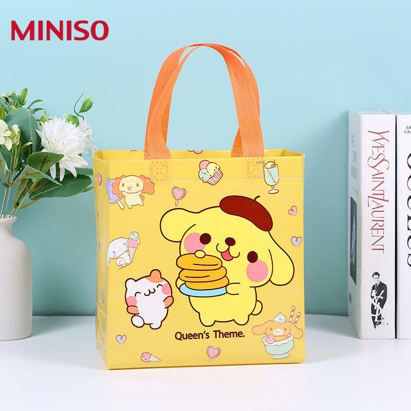 Miniso 마이 멜로디스 쿠로미스 프린트 부직포 원단 가방, 귀여운 만화 시나몬롤 대용량 운반 가방, 아이템 보관 가방