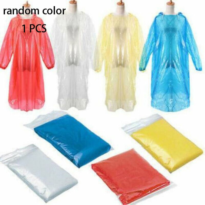 1 Pc Disposable Raincoat Adult Raincoat Waterproof Emergency Rain Poncho Portable Raincoat Travel Camping Color Random