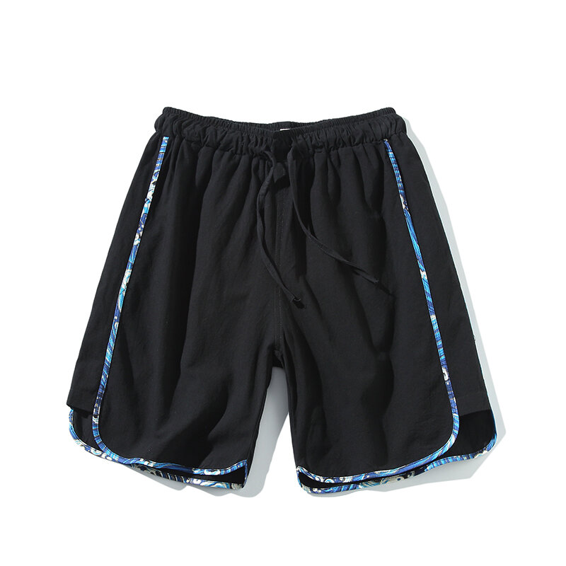 Chinese Style Patchwork Casual Shorts for Men y2k Loose and Comfortable 100% Cotton Beach Mens Shorts