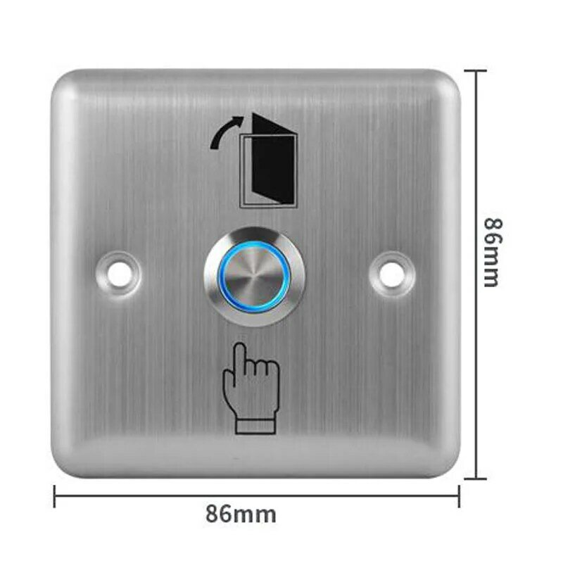 Кнопка для выхода двери из нержавеющей стали, нажимной переключатель, Открыватель датчика двери для контроля доступа, серебристый