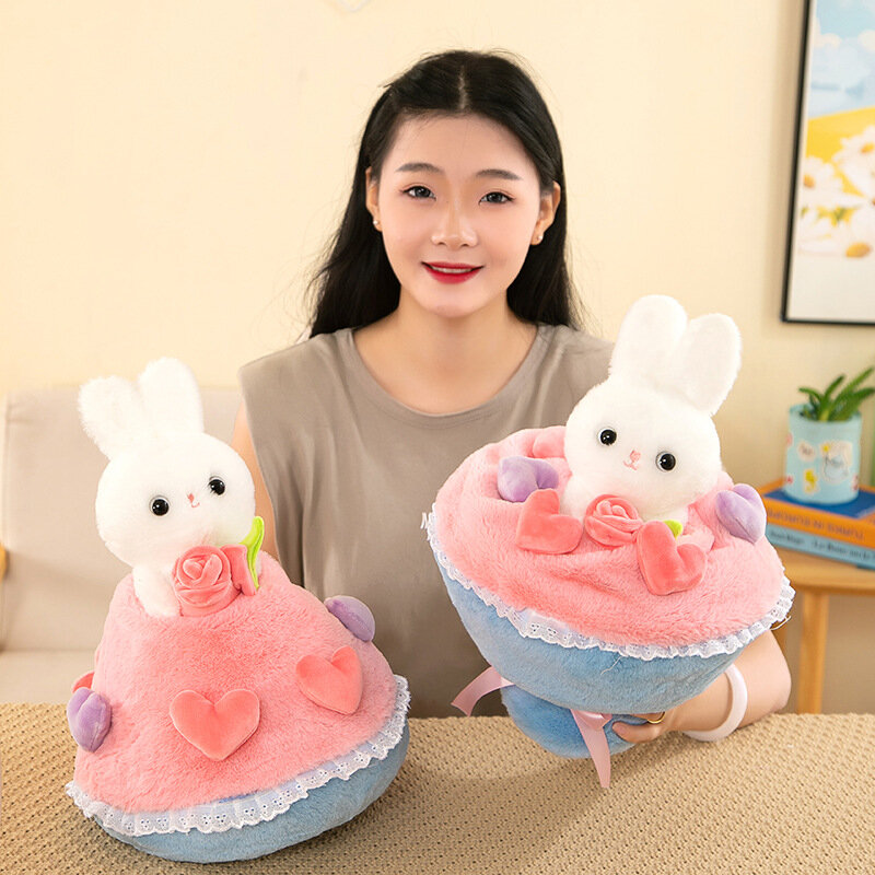 35cm Flower Princess Rabbit Transforms Into A Flower Bundle Kawaii Plush Filled Doll Cute Rabbit Toy Valentine's Day Gift
