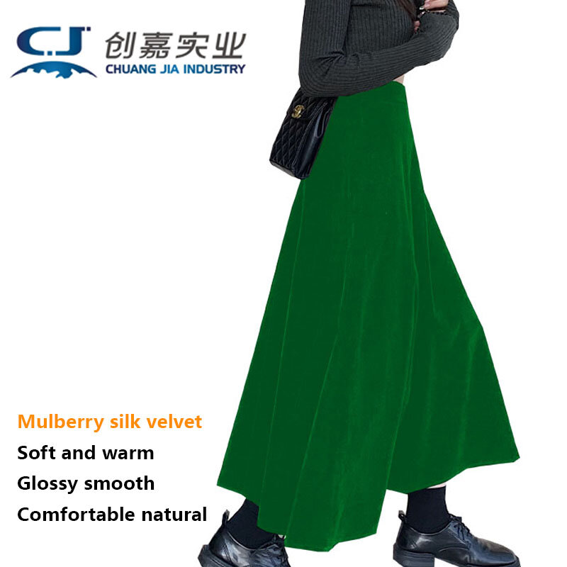 Spring and Autumn Women's Mulberry Silk Velvet Half Length Skirt Temperament Elegant Noble Luxury Comfortable Women's Clothing