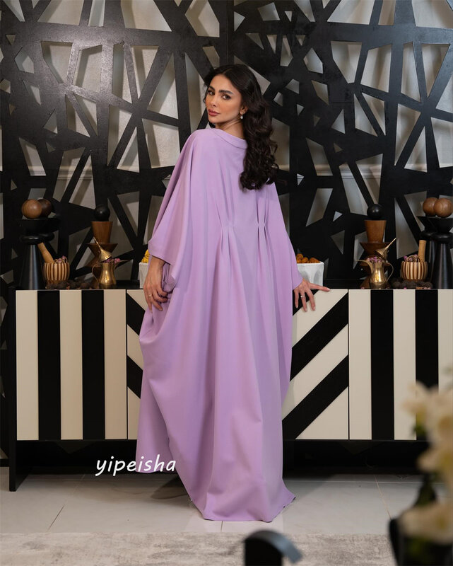 Prom Dress Saudi Arabia Satin Flower Draped Homecoming A-line Boat Neck Bespoke Occasion Dresses Ankle-Length