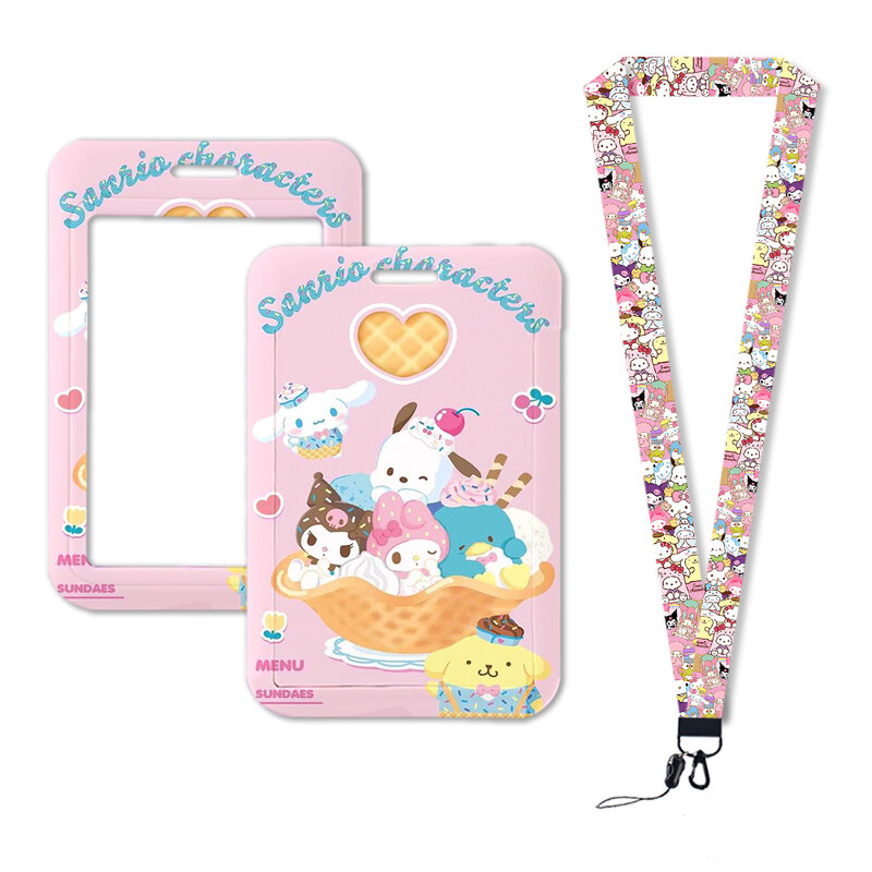 W Hello Kitty Kuromi-Lanière de Cou pour Carte Bancaire, Porte-Danemark ge d'Identité, Porte-Clés pour Bol de la Maternelle, Accessoires Cadeaux pour Enfants