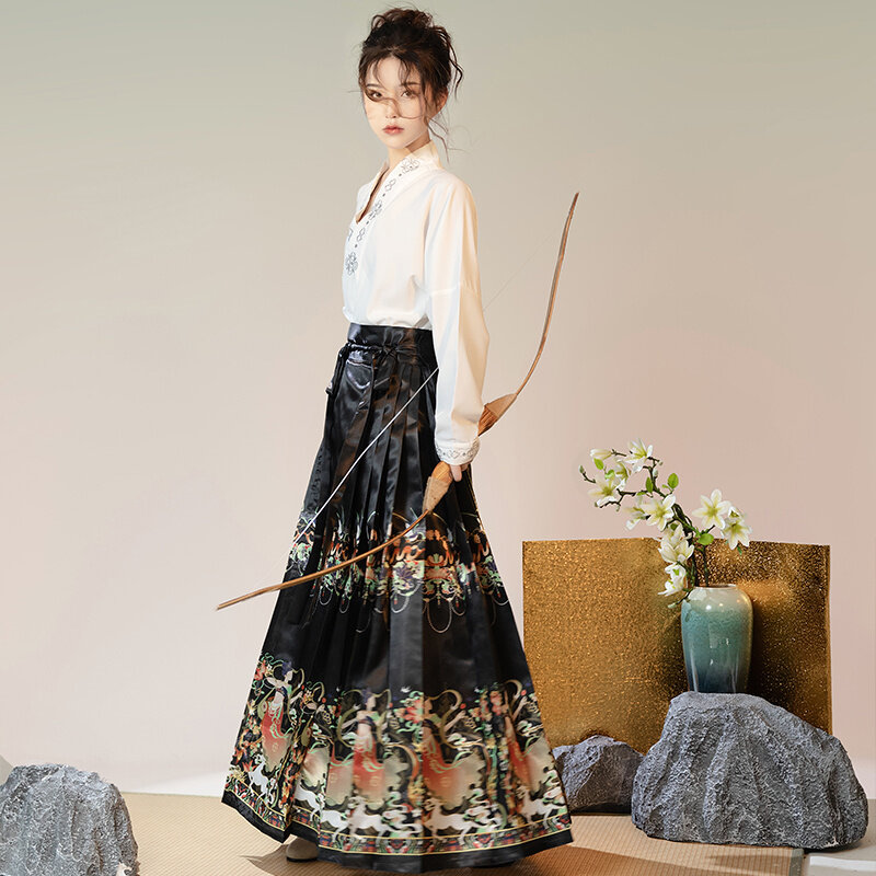Costume Hanfu de la dynastie Ming traditionnelle pour femmes, tenue de prairie à la mode, jupe en Y de style chinois, tenue de cosplay de fête, 03