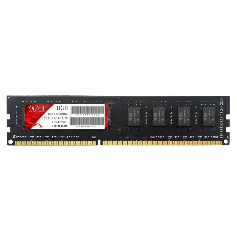 JAZER Memora Ram DDR3 1600MHz Memori Desktop Dimm Baru Kompatibel AMD dan Intel