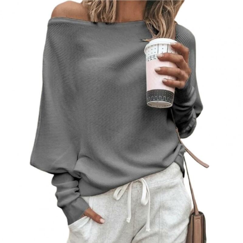 2023 Women Sweater Knitted Off Shoulder Sexy Batwing Sleeve Pullover Harajuku Casual Loose Solid Long Sleeve Knitted Top Oversiz