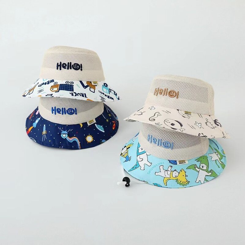 子供用の通気性のある漁師の帽子,幼児用の漁師の帽子,男の子と女の子用のサンキャップ,夏
